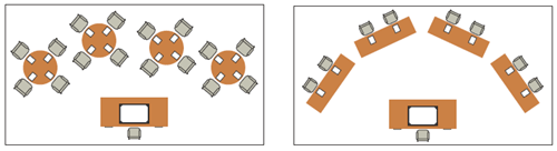 Figures illustrating possible seating arrangements